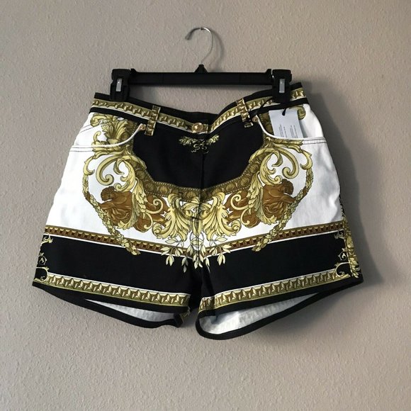 VERSACE Renaissance Print Denim Shorts - Picture 5 of 13